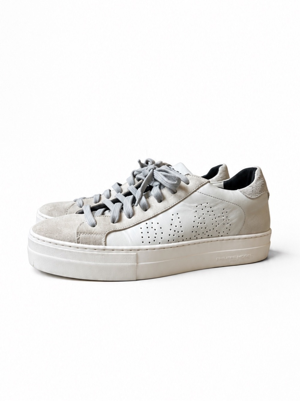 P448 “Thea” Platform Sneaker in Coyote White Suede And Leather Size 39